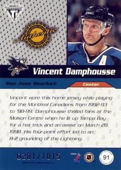 2000-01 Pacific Private Stock Titanium Draft Day #91 Vincent Damphousse Back