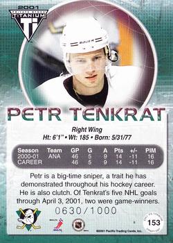 2000-01 Pacific Private Stock Titanium Draft Day #153 Petr Tenkrat Back
