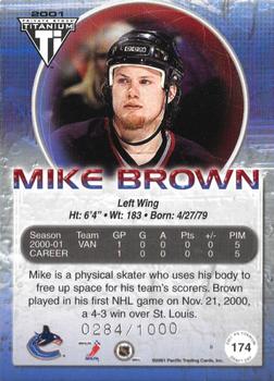 2000-01 Pacific Private Stock Titanium Draft Day #174 Mike Brown Back