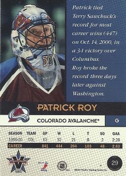 2000-01 Pacific Vanguard #29 Patrick Roy Back