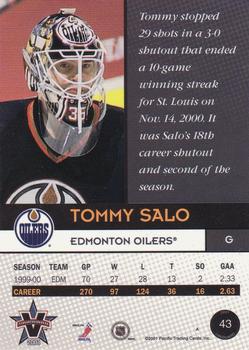 2000-01 Pacific Vanguard #43 Tommy Salo Back