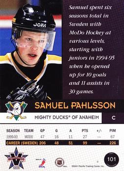 2000-01 Pacific Vanguard #101 Samuel Pahlsson Back