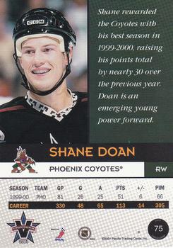 2000-01 Pacific Vanguard #75 Shane Doan Back