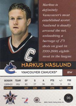 2000-01 Pacific Vanguard #96 Markus Naslund Back