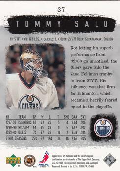 2000-01 SP Authentic #37 Tommy Salo Back