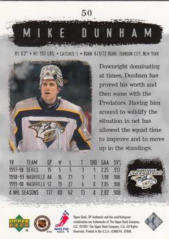2000-01 SP Authentic #50 Mike Dunham Back