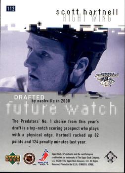 2000-01 SP Authentic #112 Scott Hartnell Back