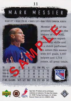 2000-01 SP Authentic #11 Mark Messier Back