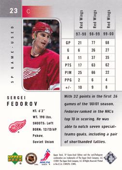 2000-01 SP Game Used #23 Sergei Fedorov Back