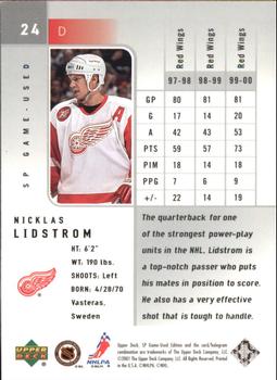 2000-01 SP Game Used #24 Nicklas Lidstrom Back