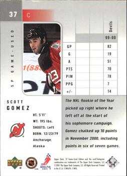 2000-01 SP Game Used #37 Scott Gomez Back