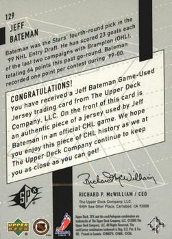 2000-01 SPx #129 Jeff Bateman Back