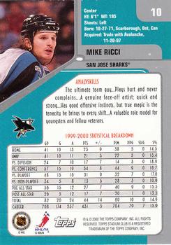 2000-01 Stadium Club #10 Mike Ricci Back