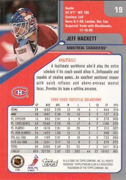 2000-01 Stadium Club #19 Jeff Hackett Back