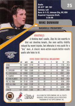 2000-01 Stadium Club #25 Mike Dunham Back