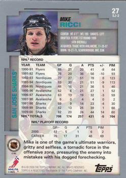 2000-01 Topps #27 Mike Ricci Back