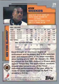 2000-01 Topps #29 Kevin Weekes Back