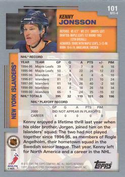 2000-01 Topps #101 Kenny Jonsson Back