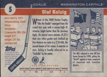 2000-01 Topps Heritage #5 Olaf Kolzig Back