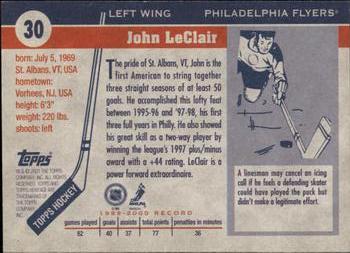 2000-01 Topps Heritage #30 John LeClair Back