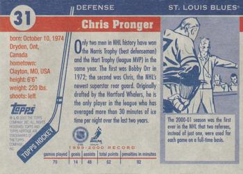 2000-01 Topps Heritage #31 Chris Pronger Back