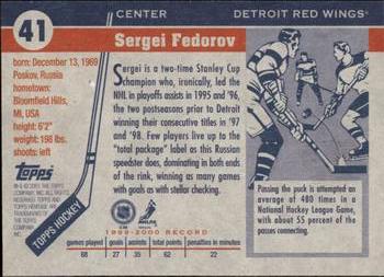 2000-01 Topps Heritage #41 Sergei Fedorov Back