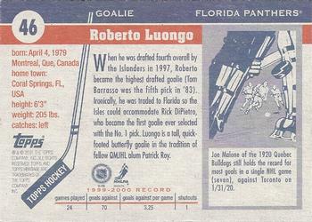 2000-01 Topps Heritage #46 Roberto Luongo Back