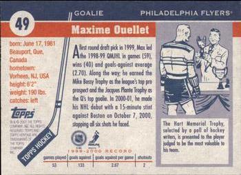 2000-01 Topps Heritage #49 Maxime Ouellet Back