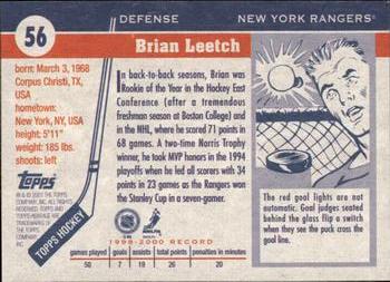 2000-01 Topps Heritage #56 Brian Leetch Back
