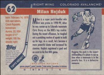 2000-01 Topps Heritage #62 Milan Hejduk Back