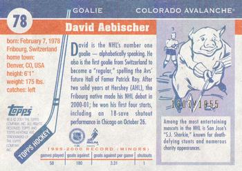 2000-01 Topps Heritage #78 David Aebischer Back