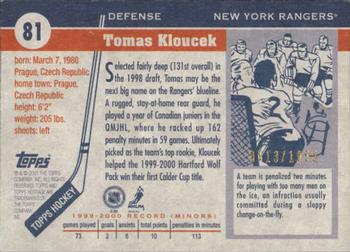 2000-01 Topps Heritage #81 Tomas Kloucek Back