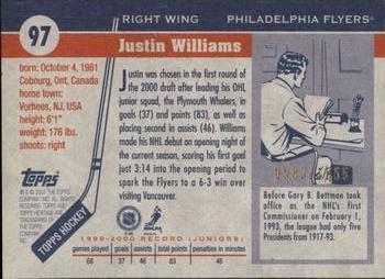 2000-01 Topps Heritage #97 Justin Williams Back