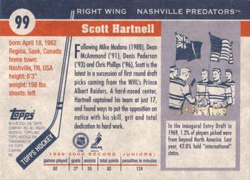 2000-01 Topps Heritage #99 Scott Hartnell Back