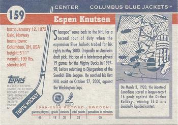 2000-01 Topps Heritage #159 Espen Knutsen Back