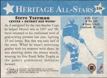 2000-01 Topps Heritage #216 Steve Yzerman Back