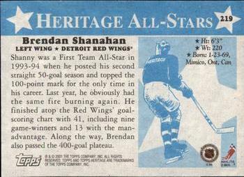 2000-01 Topps Heritage #219 Brendan Shanahan Back