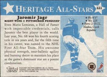 2000-01 Topps Heritage #221 Jaromir Jagr Back