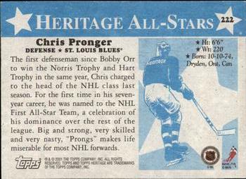 2000-01 Topps Heritage #222 Chris Pronger Back