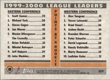 2000-01 Topps Heritage #229 Scott Gomez / Alex Tanguay Back