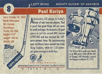 2000-01 Topps Heritage #8 Paul Kariya Back