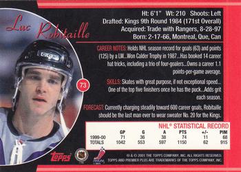 2000-01 Topps Premier Plus #73 Luc Robitaille Back