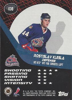 2000-01 Topps Stars #108 Rostislav Klesla Back