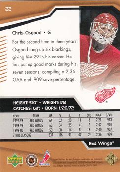 2000-01 Upper Deck Black Diamond #22 Chris Osgood Back