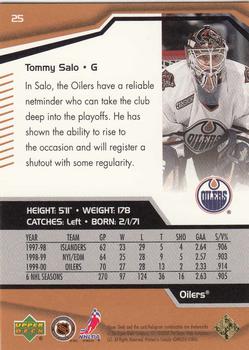 2000-01 Upper Deck Black Diamond #25 Tommy Salo Back
