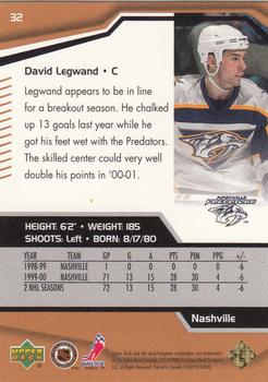 2000-01 Upper Deck Black Diamond #32 David Legwand Back
