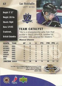 2000-01 Upper Deck Heroes #57 Luc Robitaille Back