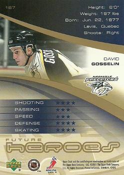 2000-01 Upper Deck Heroes #167 David Gosselin Back