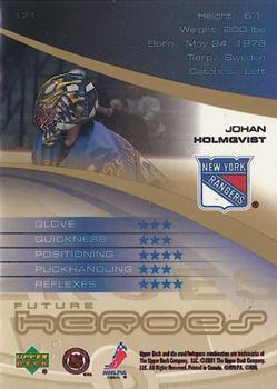 2000-01 Upper Deck Heroes #171 Johan Holmqvist Back