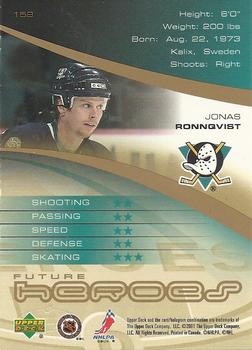 2000-01 Upper Deck Heroes #159 Jonas Ronnqvist Back
